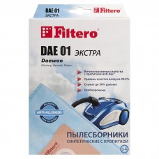 DAE 01 мешки для пылесосов Akira, Daewoo, Scarlett, Vitek, Saturn, Sanyo, Trony, Nilfisk, Kenwood, Rolsen, Polar, Polaris, Elenberg, Beko, De Longhi, Alpina  Filtero DAE 01 ЭКСТРА, (4 штуки)
