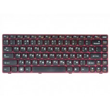 25-012960 клавиатура для ноутбука Lenovo IdeaPad V370, черные кнопки, красная рамка, гор. Enter