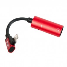 6957531079743 аудио-переходник HOCO lS18 dual lightning, красный