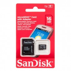 SDSDQM-016G-B35A Карта памяти MICRO SDHC 16GB CLASS4 SDSDQM-016G-B35A SANDISK + adapter